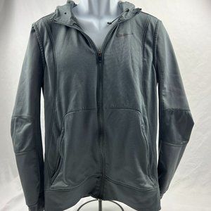 Nike Dri-Fit Hoodie Womens Size M Gray Fleece Jacket Sweatshirt Zip Up Hooded